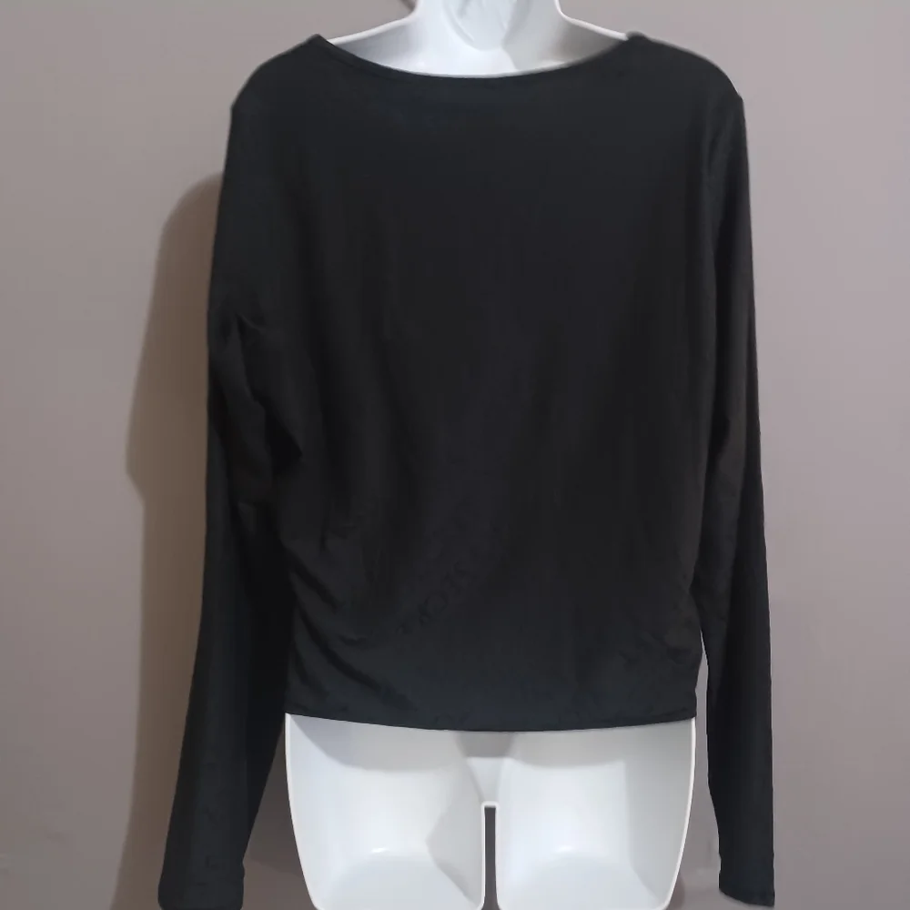 Victoria Secret top black NWT scoop neck texture spellout sz XXL